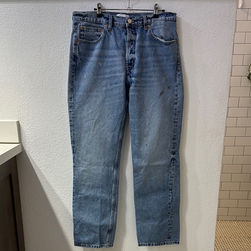 Zara Paint Splatter Straight Leg Jeans